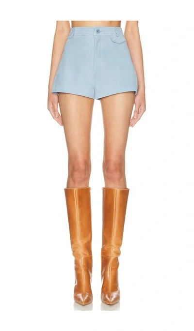 Helsa The Suede Micro Shorts In Blue