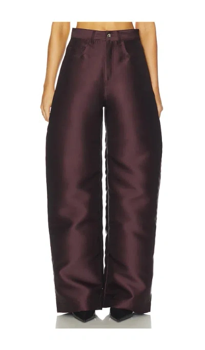 Marques' Almeida Heavy Satin Boyfriend Trouser In Burgundy