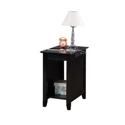 Convenience Concepts Edison End Table With Charging Station And Shelf, Black