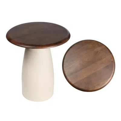 Jonathan Y Skye Modern Rustic Round Wood/metal Accent Table In Brown