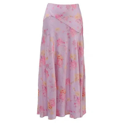 Loveshackfancy Ziggy Floral-print Midi Skirt In Pink Polyester In Multi