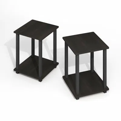Furinno Simplistic End Table, Set Of Two, Black Espresso/black In Black