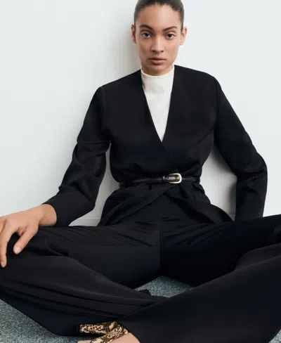 Mango Women's Double-breasted Suit Jacket In Black