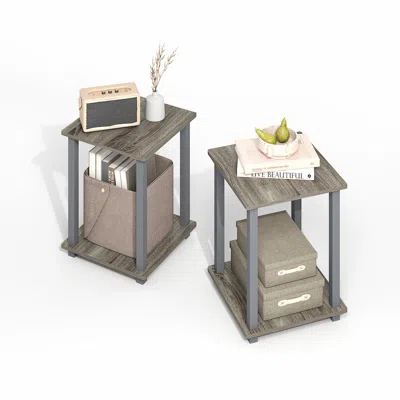 Furinno Simplistic End Table, Set Of Two, Grey Oak/grey In Gray