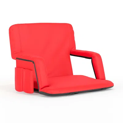 Flash Furniture Extra Wide Red Lightweight Stadium Chair With Armrests, Padded Back In Red