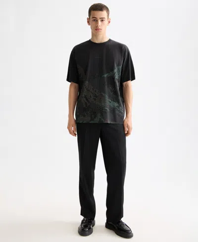 Scotch & Soda Loose Fit Over Dyed Graphic Tee In Black