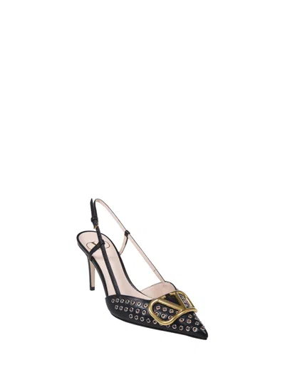 Valentino Pointed Toe Slingback Pumps Featuring Studs In Black