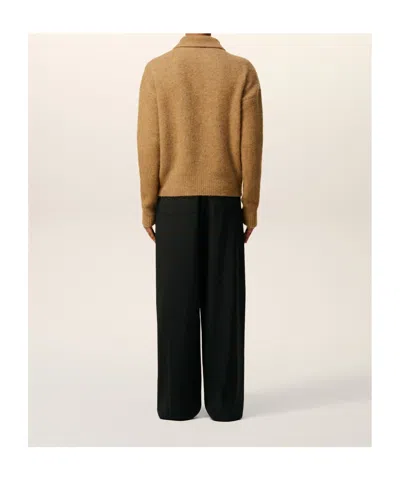 Ami Alexandre Mattiussi Ami Paris Polo In Alpaca And Wool In Brown