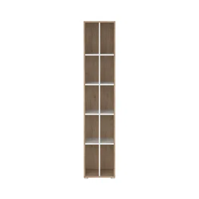 Tvilum Sign Narrow 10 Shelf Bookcase/ Bookcase With Divider, Jackson Hickory/white
