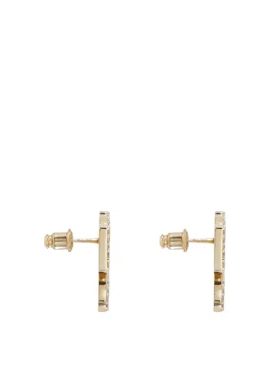 Ferragamo Crystal Embellished Four Gancini Clip On Earrings In Gold
