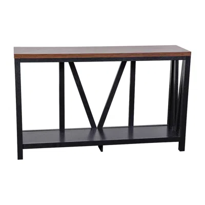 Flash Furniture Farmhouse 2-tier Console Accent Table - Black Finish Engineered Wood Frame In Neutral