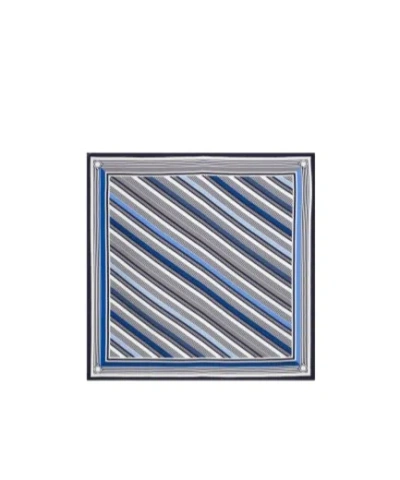 Ferragamo Silk Striped Pocket Square In Blue