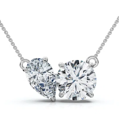 Pompeii3 Certified 1/2ct Heart Cut Two Stone Forever Us Pendant 14k Gold Lab Grown In Metallic