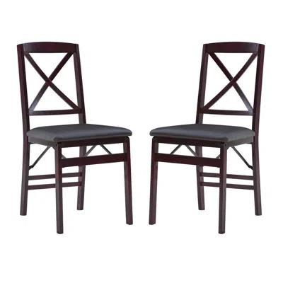 Linon Triena 18 In X Back Folding Chair - Set Of Two In Gray