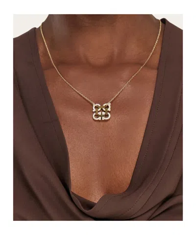 Ferragamo Crystal Embellished Four Gancini Pendant Necklace In Gold