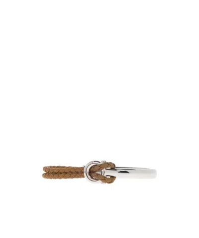 Ferragamo Gancini Braided Leather Bracelet In Brown