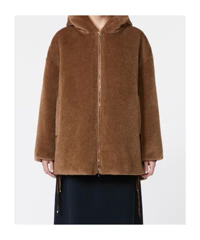 Max Mara Reversible Alpaca And Wool Padded Jacket In Brown
