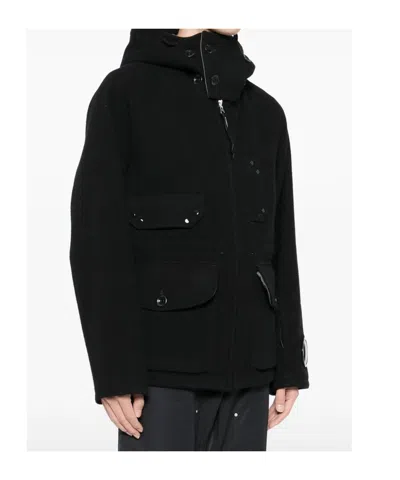 C.p. Company Hooded Wool Jacket With Integrated Goggles In Black