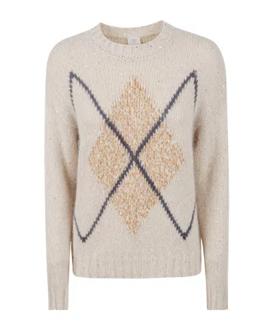Eleventy Crew Neck Knitted Sweater In Neutral