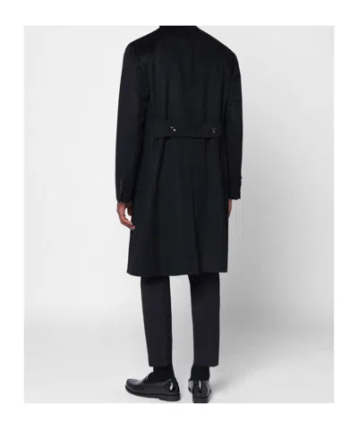 Tagliatore Wool Coat With Double-breasted Design And Belt In Black