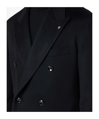 Tagliatore Wool Coat With Double-breasted Design And Belt In Black