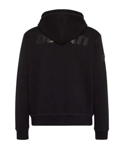 Dsquared2 'ducati X D2' Black Sweatshirt With Drawstring Hood And Maxi Logo Lettering On The Rear In Cotton Ma In Black