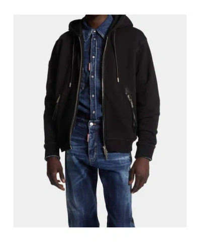 Dsquared2 'ducati X D2' Black Sweatshirt With Drawstring Hood And Maxi Logo Lettering On The Rear In Cotton Ma In Black