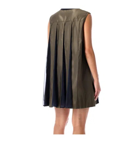 Sacai Short Dress With Contrasting Pleated Back In Black
