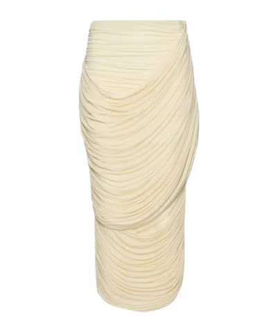 Magda Butrym Midi Skirt With Draped And Ruched Design In Neutral