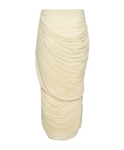 Magda Butrym Midi Skirt With Draped And Ruched Design In Neutral