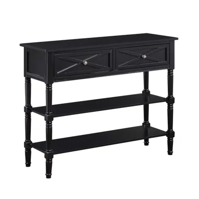 Convenience Concepts Country Oxford 2 Drawer Console Table With Shelves, Black