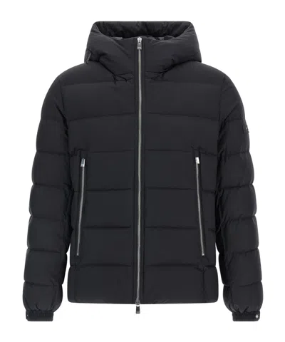 Tatras Domiziano Black Down Jacket With Fixed Hood And Logo Patch On The Sleeve In Tech Fabric Man In Black