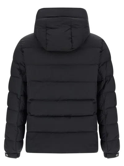 Tatras Domiziano Black Down Jacket With Fixed Hood And Logo Patch On The Sleeve In Tech Fabric Man In Black