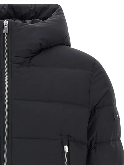 Tatras Domiziano Black Down Jacket With Fixed Hood And Logo Patch On The Sleeve In Tech Fabric Man In Black