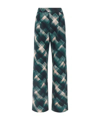 Dries Van Noten Geometric Wide Leg Trousers Pleated Front In Multi