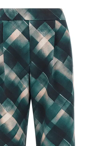 Dries Van Noten Geometric Wide Leg Trousers Pleated Front In Multi