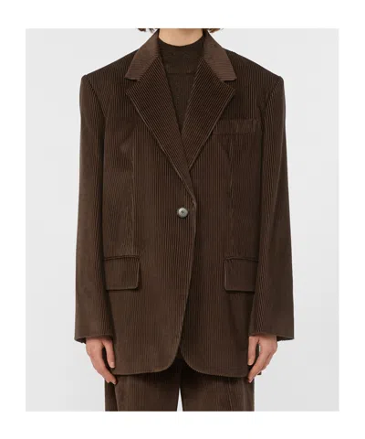 Weekend Max Mara Single Breasted Blazer In Brown