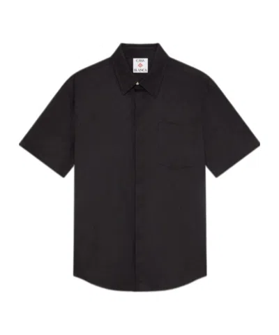 Casablanca Short Sleeve Poplin Shirt With Chest Pocket In Black