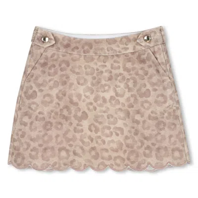Chloé Leopard-print Scalloped Skirt In Brown