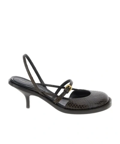 Dries Van Noten Slingback Sandals With Buckle And Kitten Heel In Black