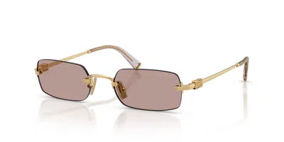 Miu Miu Sonnenbrille Mit Eckigem Gestell In Pink
