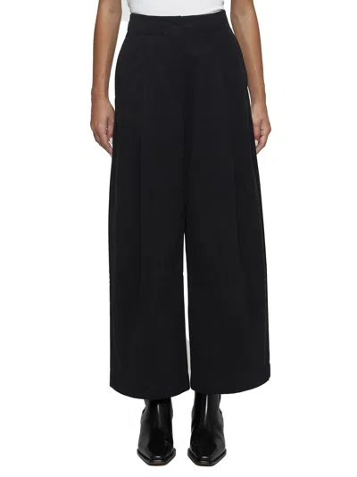 Studio Nicholson Wide Leg Cotton Trousers In Black
