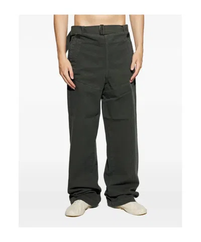 Dries Van Noten Mens Dark Grey Pennine Wide-leg Cotton Trousers In Green