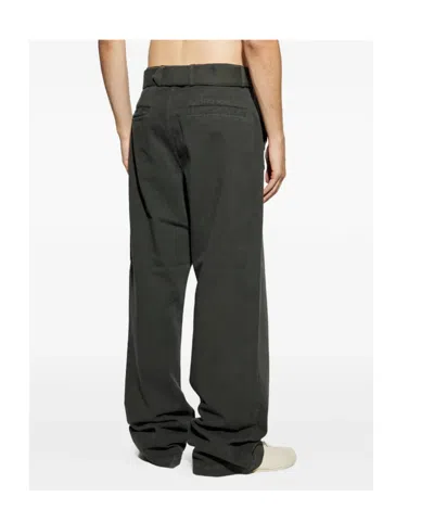 Dries Van Noten Mens Dark Grey Pennine Wide-leg Cotton Trousers In Green