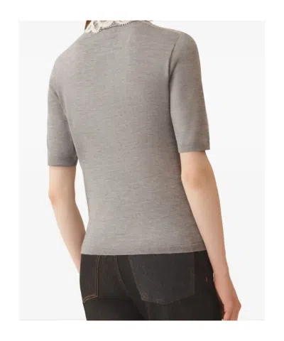 Fabiana Filippi Lace-collar Short-sleeved Top In Gray