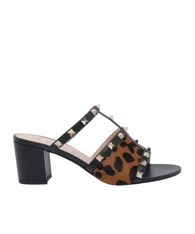 Valentino Animal Print Block Heel Open Toe Sandals In Animal Print