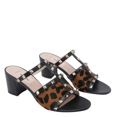 Valentino Animal Print Block Heel Open Toe Sandals In Animal Print