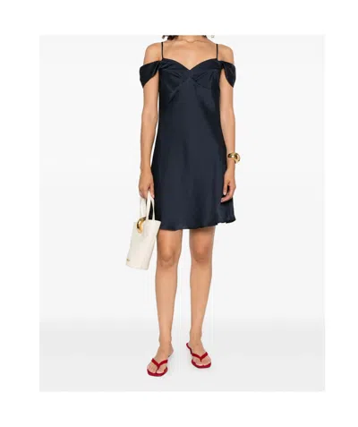 Theory Camisole Mini Dress In Crushed Satin In Blue