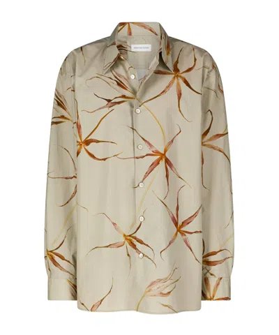 Dries Van Noten Floral Long Sleeve Tulip Print Top In Neutral