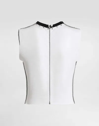 Dolce & Gabbana Jersey Sleeveless T-shirt With Print In White